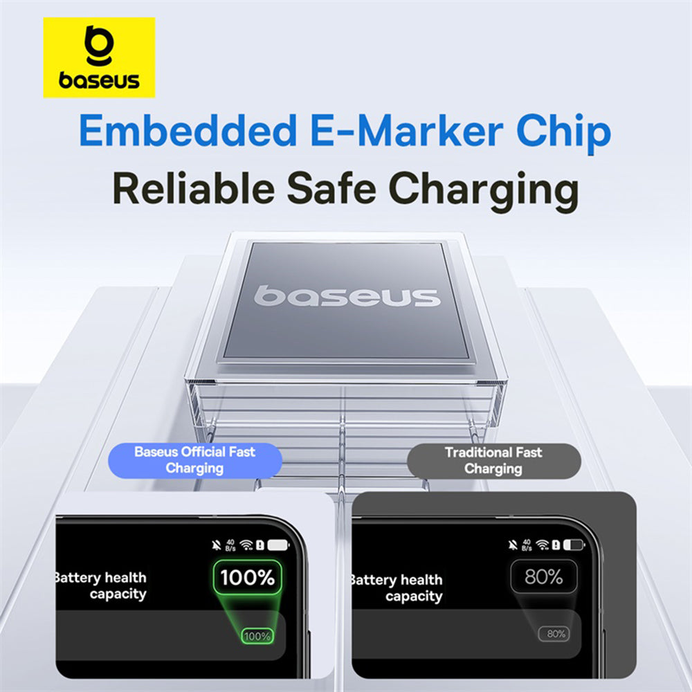 Baseus - Data Cable Display 2 (P10382701211-00) - Fast Charging, USB to Type-C, Digital Display, 100W, 1m - Moon White