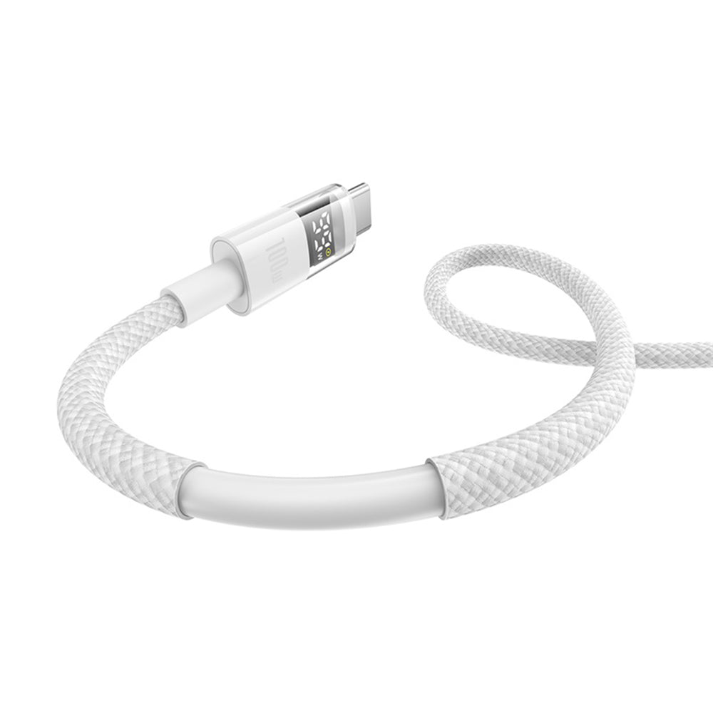 Baseus - Data Cable Display 2 (P10382701211-01) - Fast Charging, USB to Type-C, Digital Display, 100W, 2m - Moon White