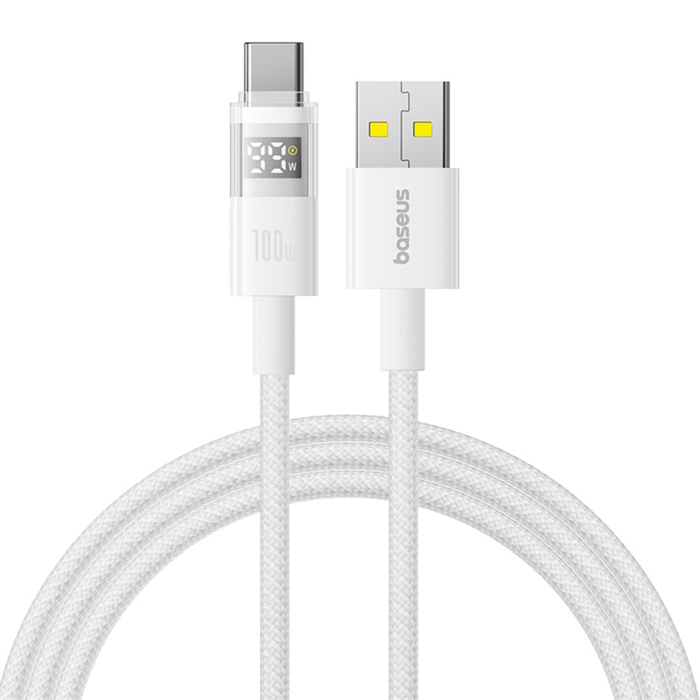 Baseus - Data Cable Display 2 (P10382701211-01) - Fast Charging, USB to Type-C, Digital Display, 100W, 2m - Moon White