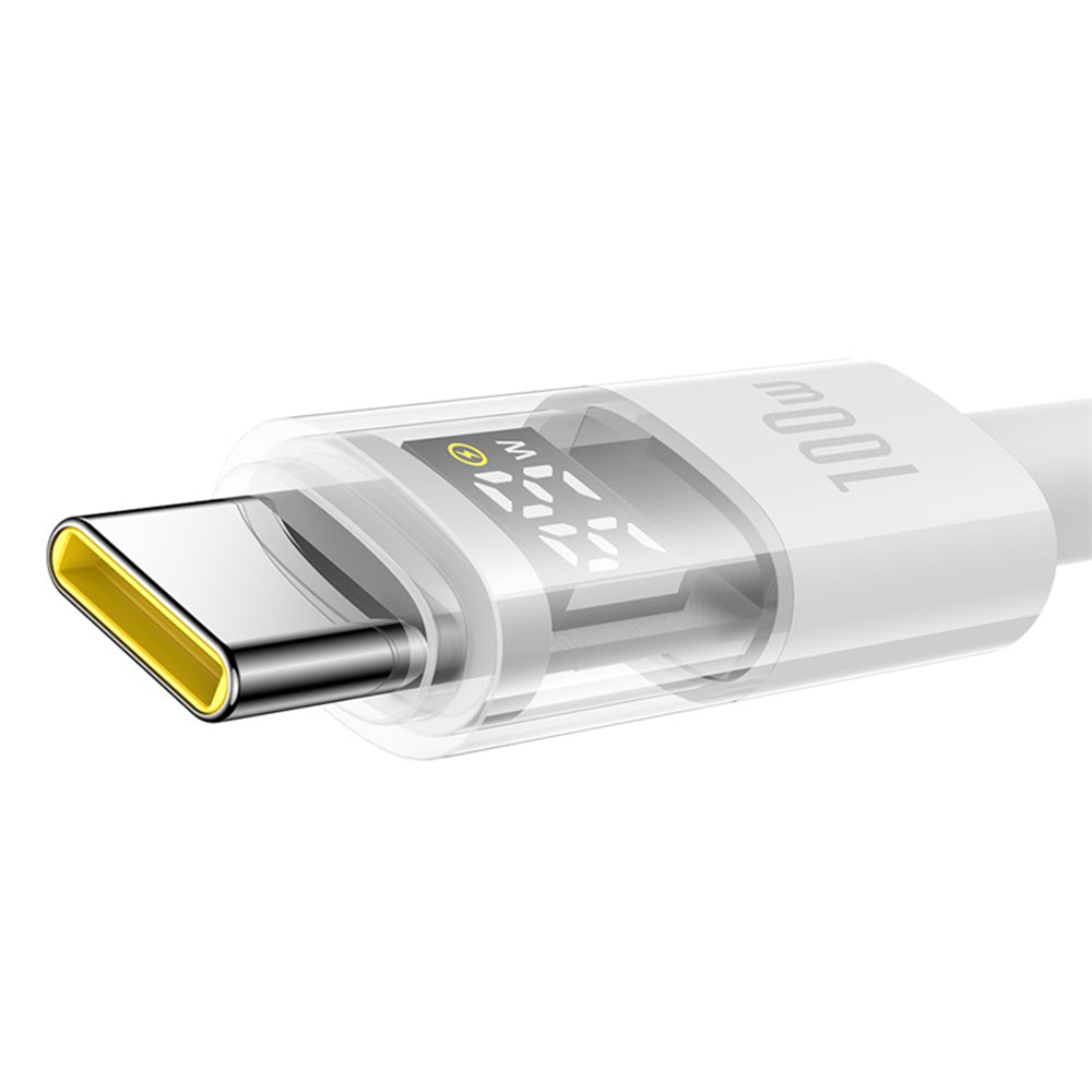 Baseus - Data Cable Display 2 (P10382701211-01) - Fast Charging, USB to Type-C, Digital Display, 100W, 2m - Moon White