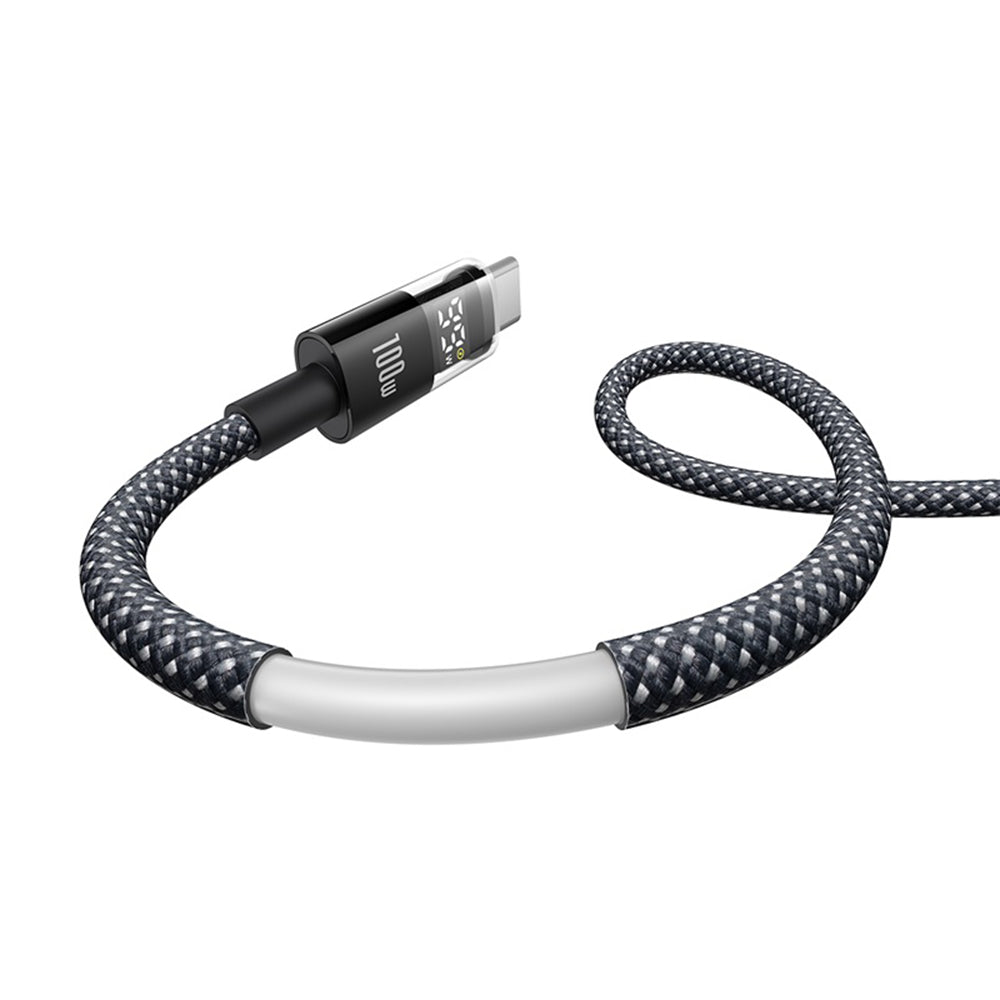Baseus - Data Cable Display 2 (P10382701121-00) - Fast Charging, USB to Type-C, Digital Display, 100W, 1m - Cosmic Black
