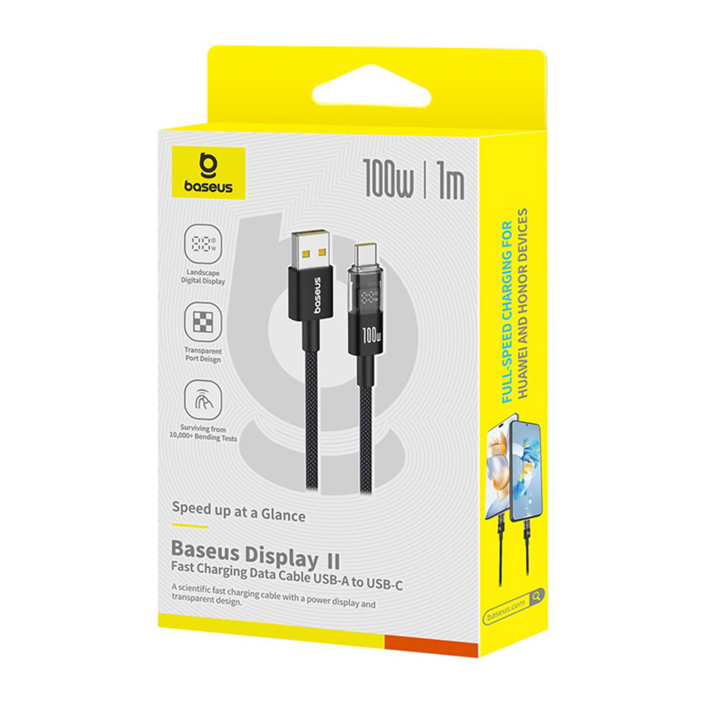 Baseus - Data Cable Display 2 (P10382701121-00) - Fast Charging, USB to Type-C, Digital Display, 100W, 1m - Cosmic Black