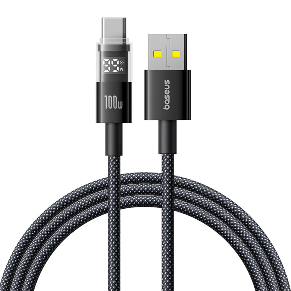 Baseus - Data Cable Display 2 (P10382701111-00) - Fast Charging, USB to Type-C, Digital Display, 100W, 2m - Cosmic Black