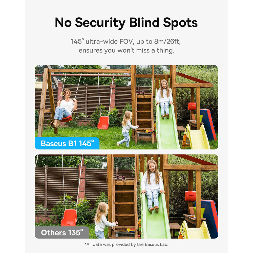 Baseus - Outdoor Camera Security B1 (S0SV002130) - 2K, 8GB, Two-way Talk, Night Vision, IP67, 7.800mAh - White