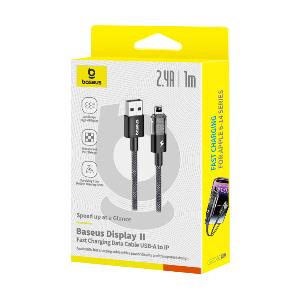 Baseus - Data Cable Display 2 (P10382700121-00) - USB to Lightning, Fast Charging, Digital Display, 2.4A, 1m - Cosmic Bl