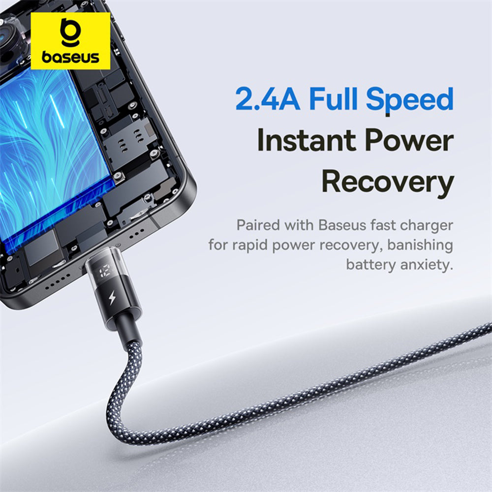Baseus - Data Cable Display 2 (P10382700121-00) - USB to Lightning, Fast Charging, Digital Display, 2.4A, 1m - Cosmic Bl