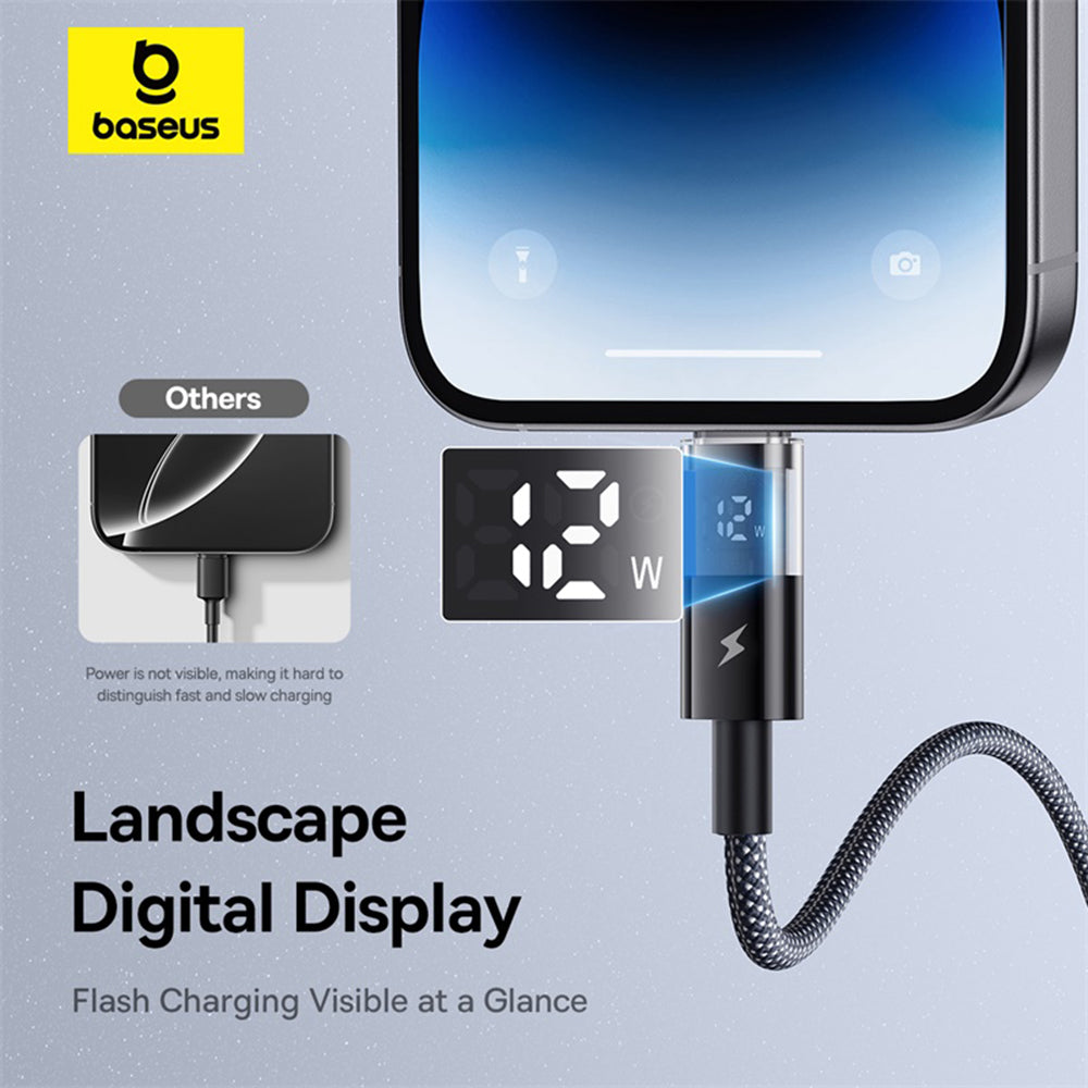 Baseus - Data Cable Display 2 (P10382700121-00) - USB to Lightning, Fast Charging, Digital Display, 2.4A, 1m - Cosmic Bl
