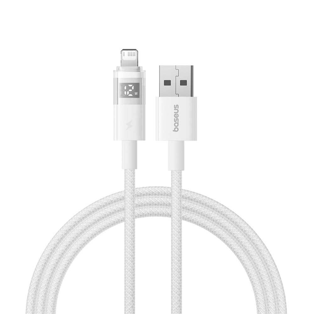Baseus - Data Cable Display 2 (P10382700211-00) - USB to Lightning, Fast Charging, Digital Display, 2.4A, 1m - Moon Whit