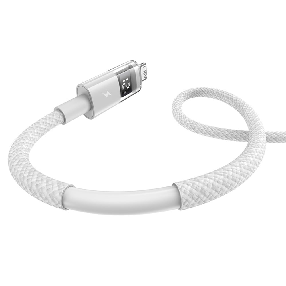 Baseus - Data Cable Display 2 (P10382700211-01) - USB to Lightning, Fast Charging, Digital Display, 2.4A, 2m - Moon Whit