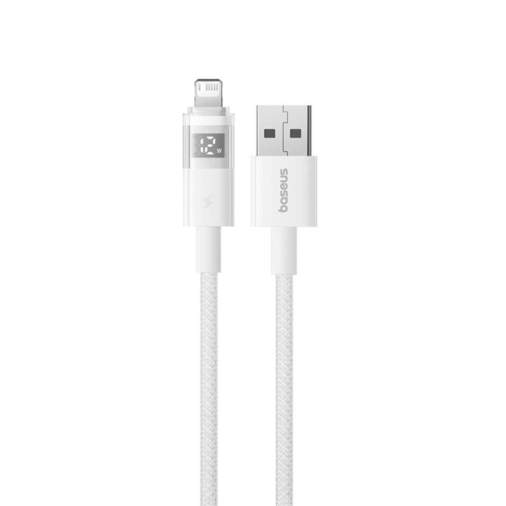 Baseus - Data Cable Display 2 (P10382700211-01) - USB to Lightning, Fast Charging, Digital Display, 2.4A, 2m - Moon Whit