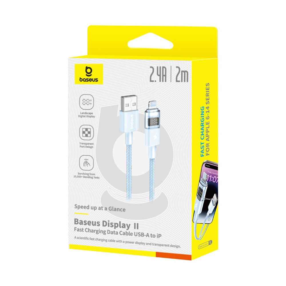 Baseus - Data Cable Display 2 (P10382700311-01) - USB to Lightning, Fast Charging, Digital Display, 2.4A, 2m - Galaxy Bl