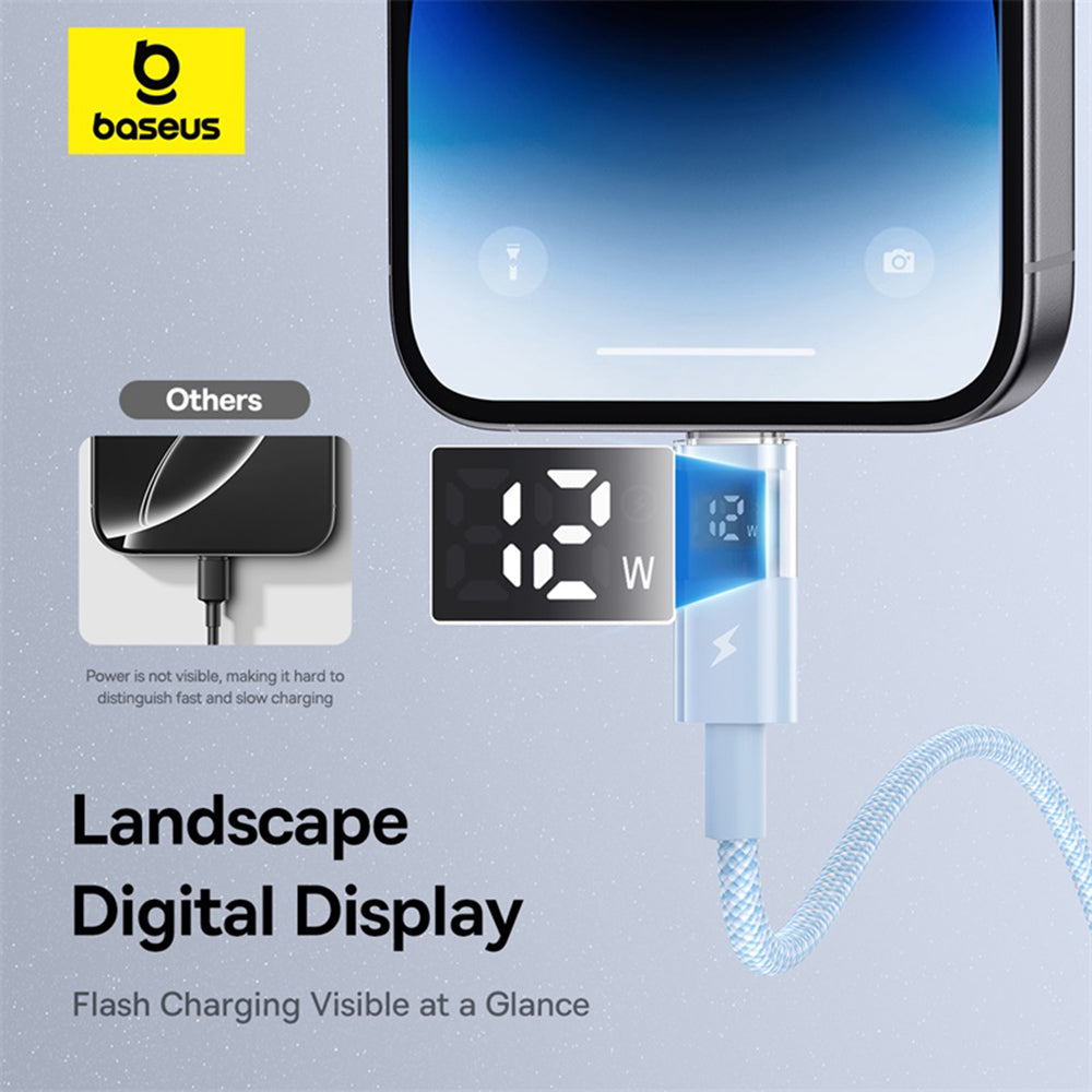 Baseus - Data Cable Display 2 (P10382700311-01) - USB to Lightning, Fast Charging, Digital Display, 2.4A, 2m - Galaxy Bl