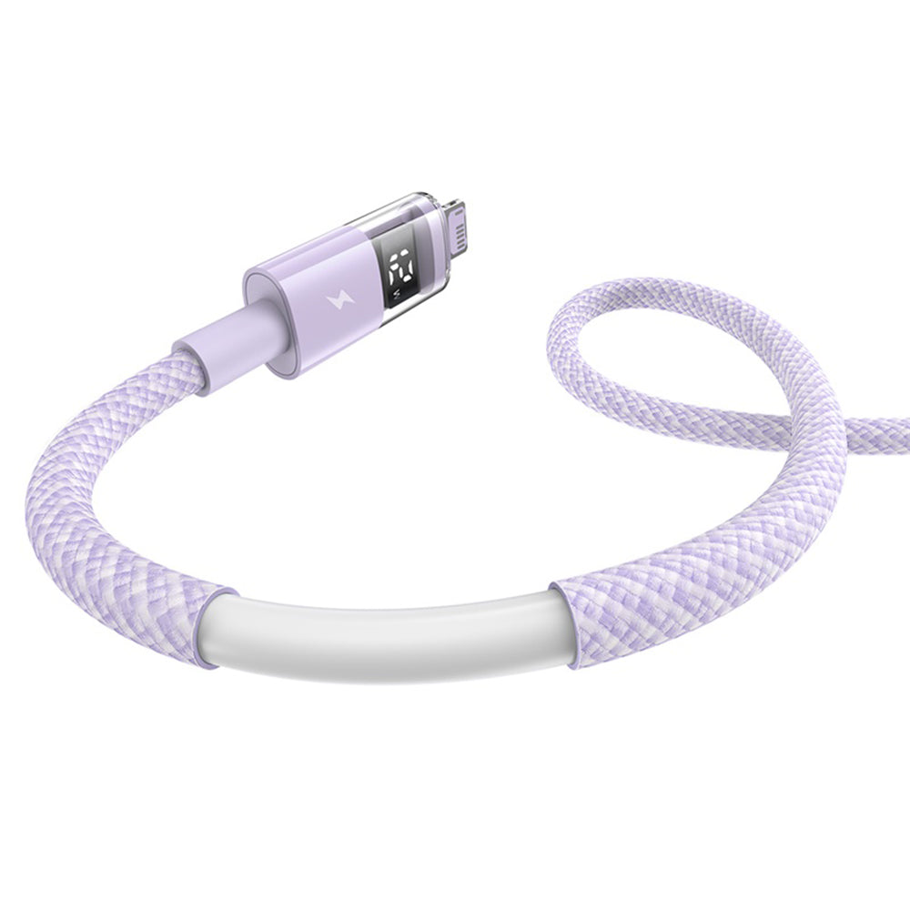 Baseus - Data Cable Display 2 (P10382700511-00) - USB to Lightning, Fast Charging, Digital Display, 2.4A, 1m - Nebula Pu