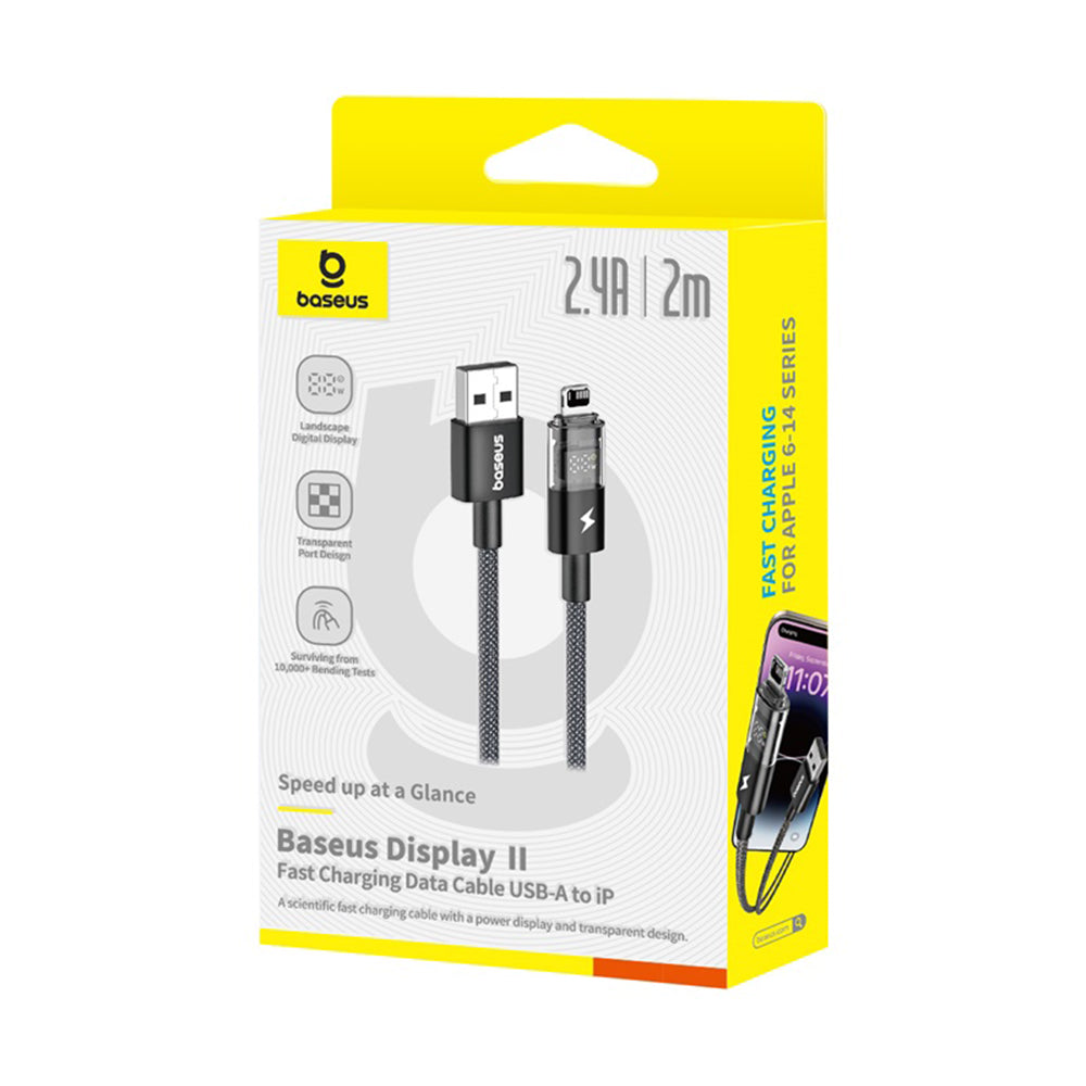 Baseus - Data Cable Display 2 (P10382700121-01) - USB to Lightning, Fast Charging, Digital Display, 2.4A, 2m - Cosmic Bl