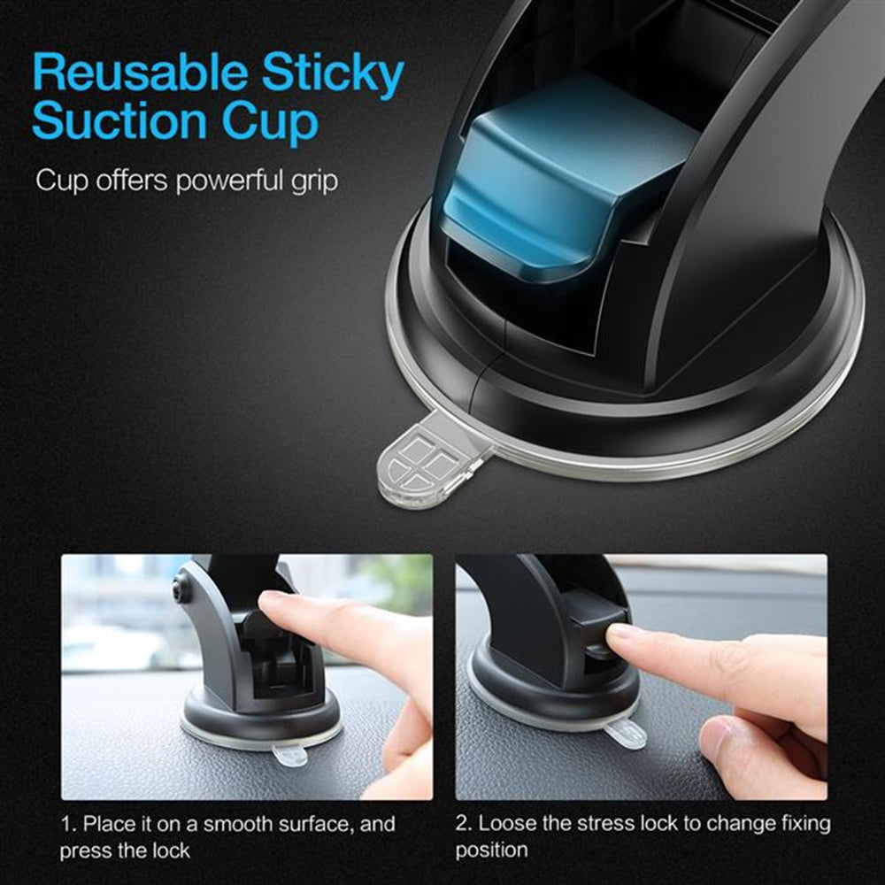 Techsuit - Car Holder with Wireless Charging Premium (CAPD032) - for Dashboard, Windshield, Air Vent, 10W - Black