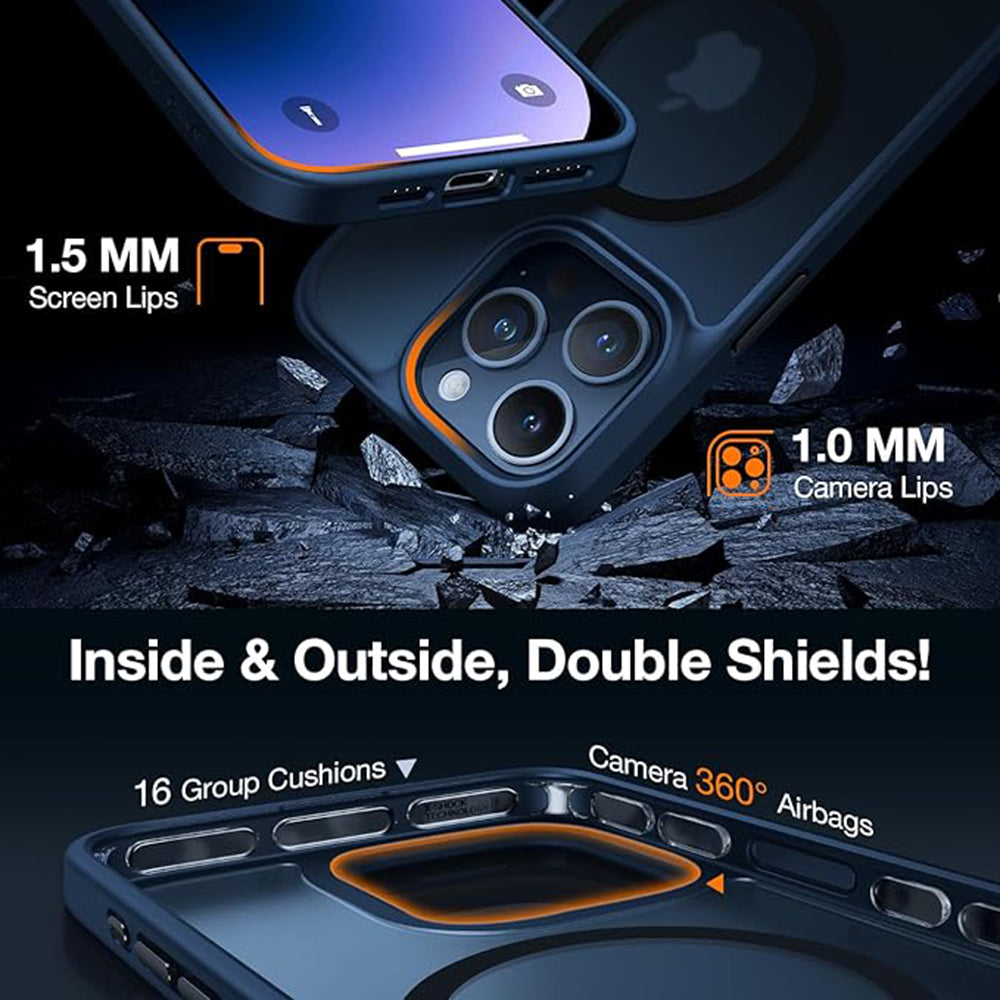 Torras Husa de protectie Torras Guardian Magnetic Series compatibil cu iPhone 15 Pro Max, Bleumarin – imagine 6