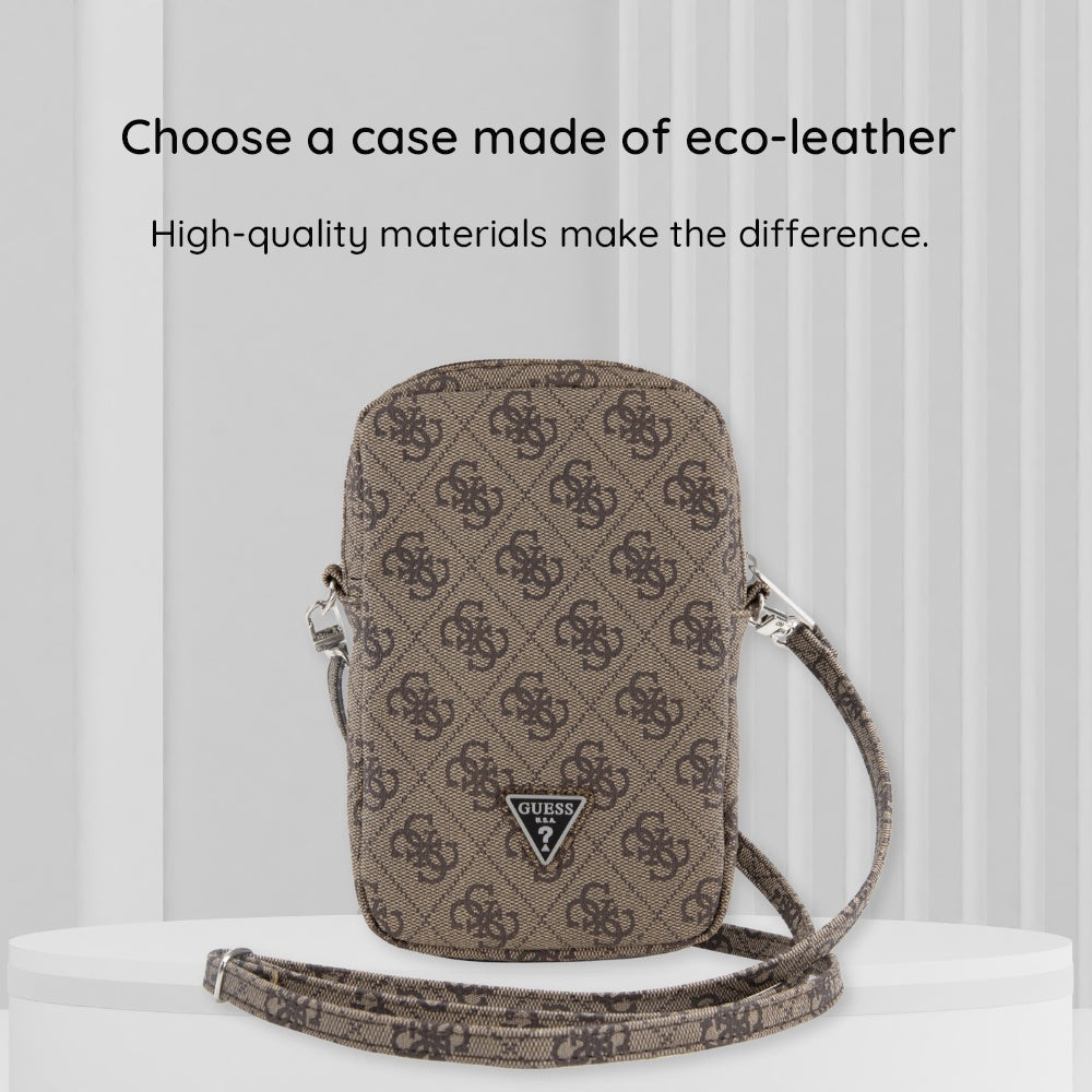 Guess - Universal Phone Pouch Zip Triangle 4G (GUWBZPGSTEGD) - Universal, Adjustable Strap, Zip Closure - Light Gold