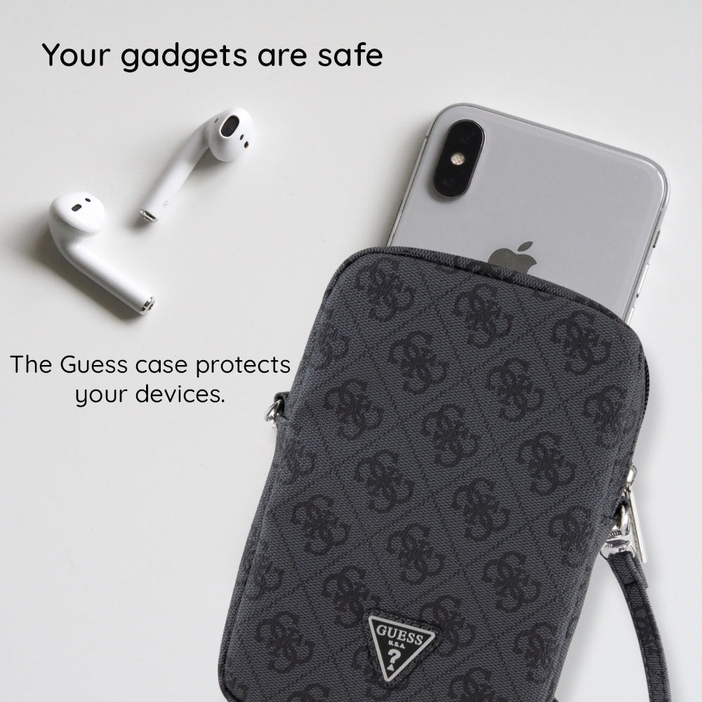 Guess - Universal Phone Pouch Zip Triangle 4G (GUWBZPGSTEGD) - Universal, Adjustable Strap, Zip Closure - Light Gold