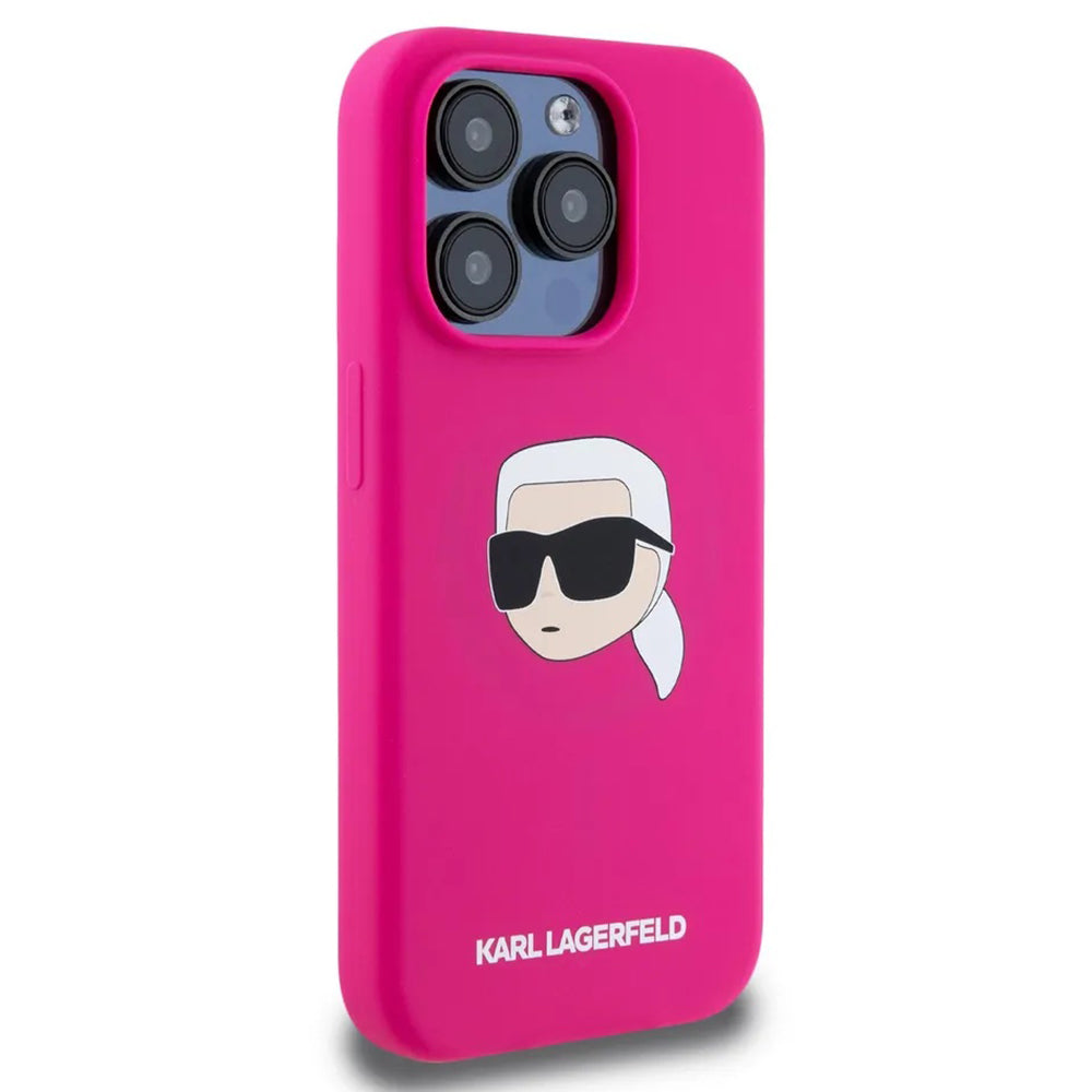 Karl Lagerfeld - Silicone MagSafe (KLHMP15XSKHPPLF) - iPhone 15 Pro Max - Fuchsia Karl`s Head