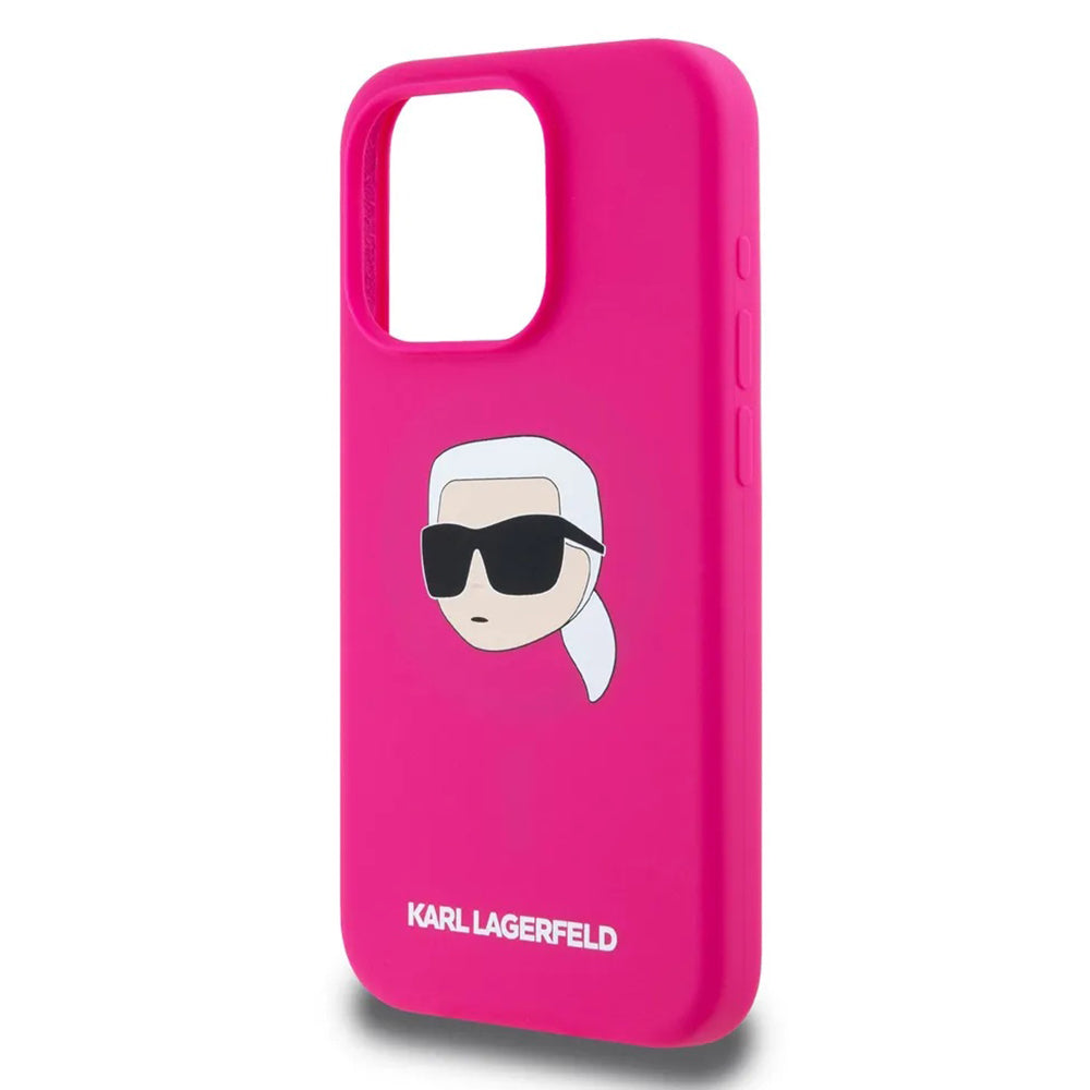 Karl Lagerfeld - Silicone MagSafe (KLHMP15XSKHPPLF) - iPhone 15 Pro Max - Fuchsia Karl`s Head
