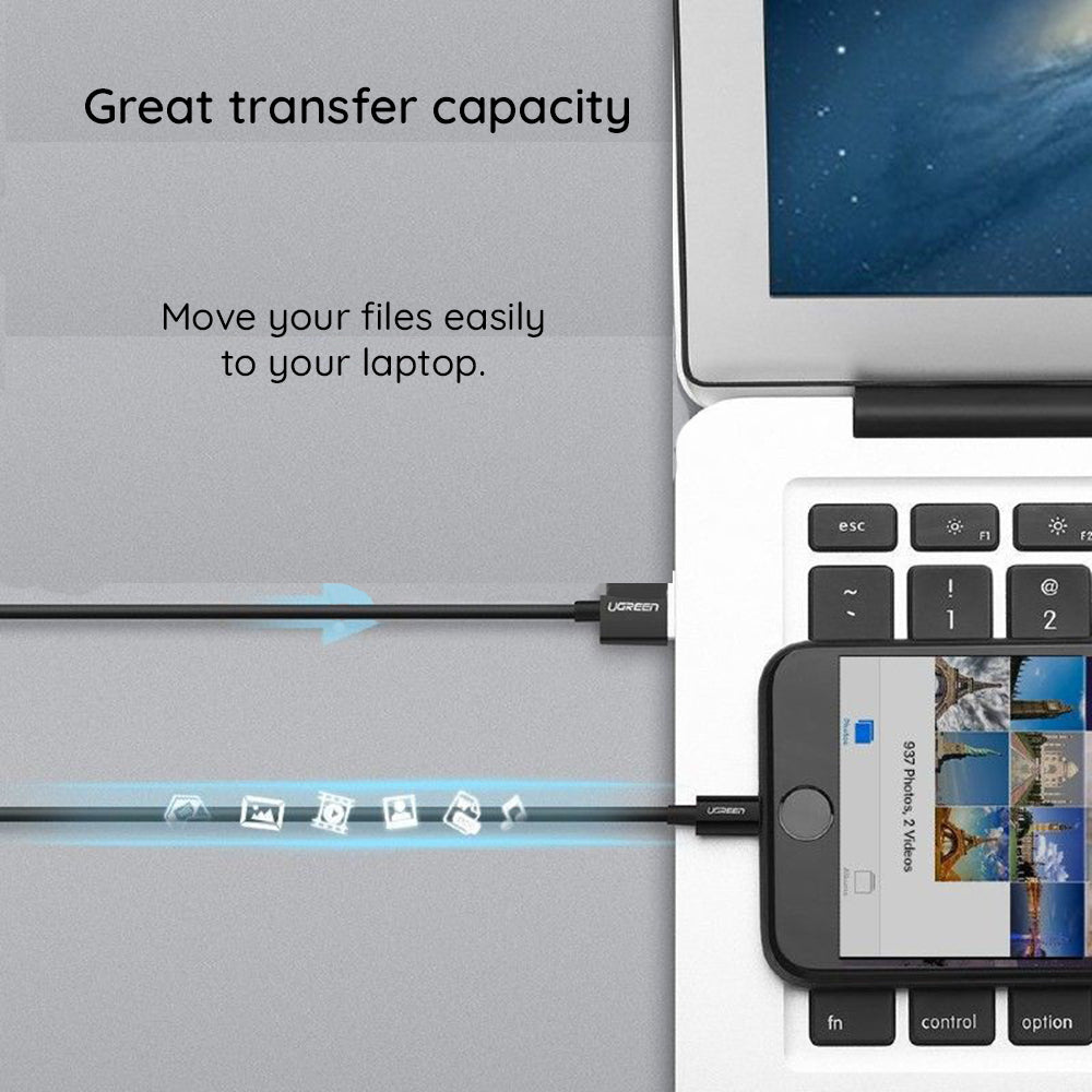 Ugreen - Data Cable (80823) - USB to Lightning MFi, 2.4A, 2m - Black