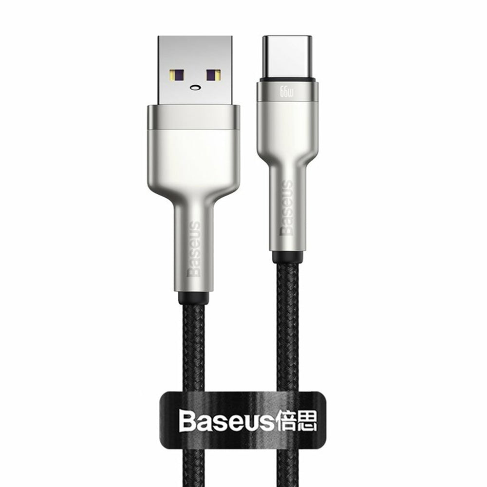 Baseus - Data Cable Cafule Series Metal (CAKF000101) - USB to Type-C Fast Charging, 66W, 6A, 1m - Black