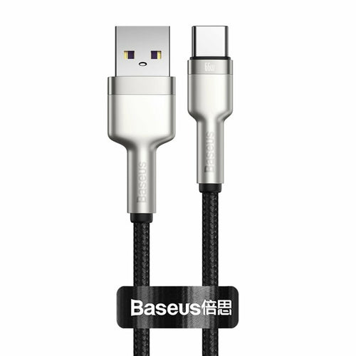 Baseus - Data Cable Cafule Series Metal (CAKF000101) - USB to Type-C Fast Charging, 66W, 6A, 1m - Black