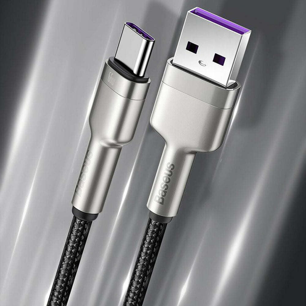 Baseus - Data Cable Cafule Series Metal (CAKF000101) - USB to Type-C Fast Charging, 66W, 6A, 1m - Black