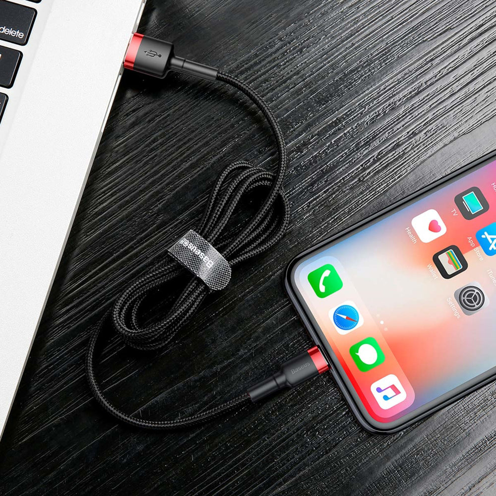 Baseus - Data Cable Cafule (CALKLF-B19) - USB to Lightning, 2.4A, 1m - Red Black