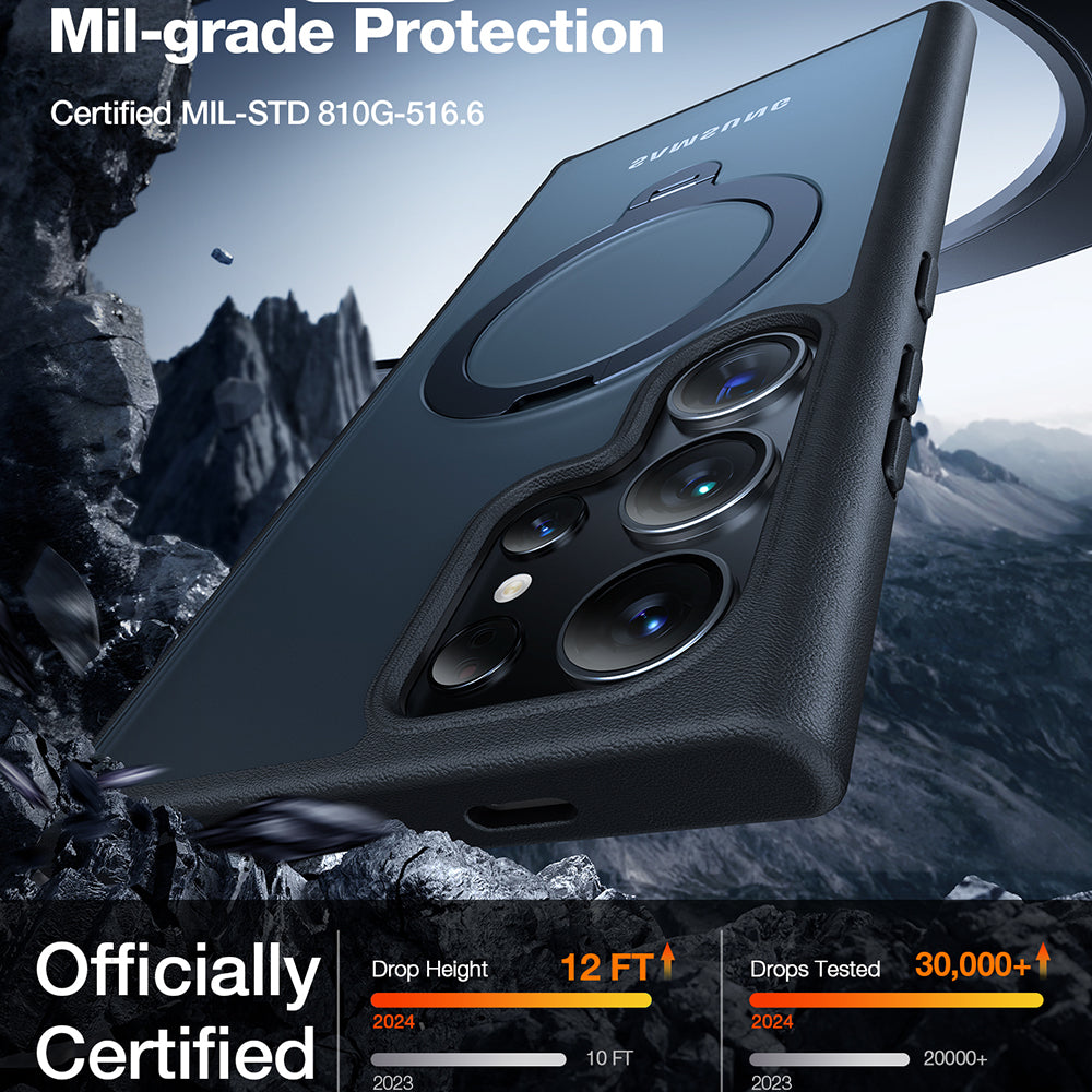 Torras Husa de protectie Torras Ostand Spin MagSafe Series compatibil cu Samsung Galaxy S24 Ultra, Negru – imagine 2