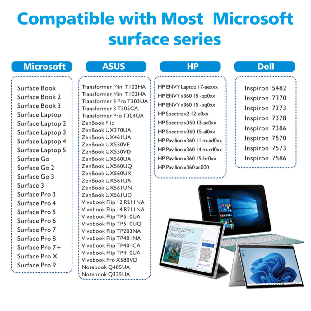 Techsuit - Stylus Pen (F97) - for Microsoft Surface, Active, Type-C, Palm Rejection, Side Adsorption, 90mAh, 5V, 0.2A - 