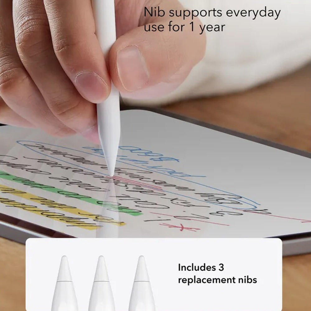 ESR - Stylus Pen (6C00107) - for iPad, Magnetic Attachment, Bluetooth, Type-C, Palm Rejection, Tilt Sensitivity - White