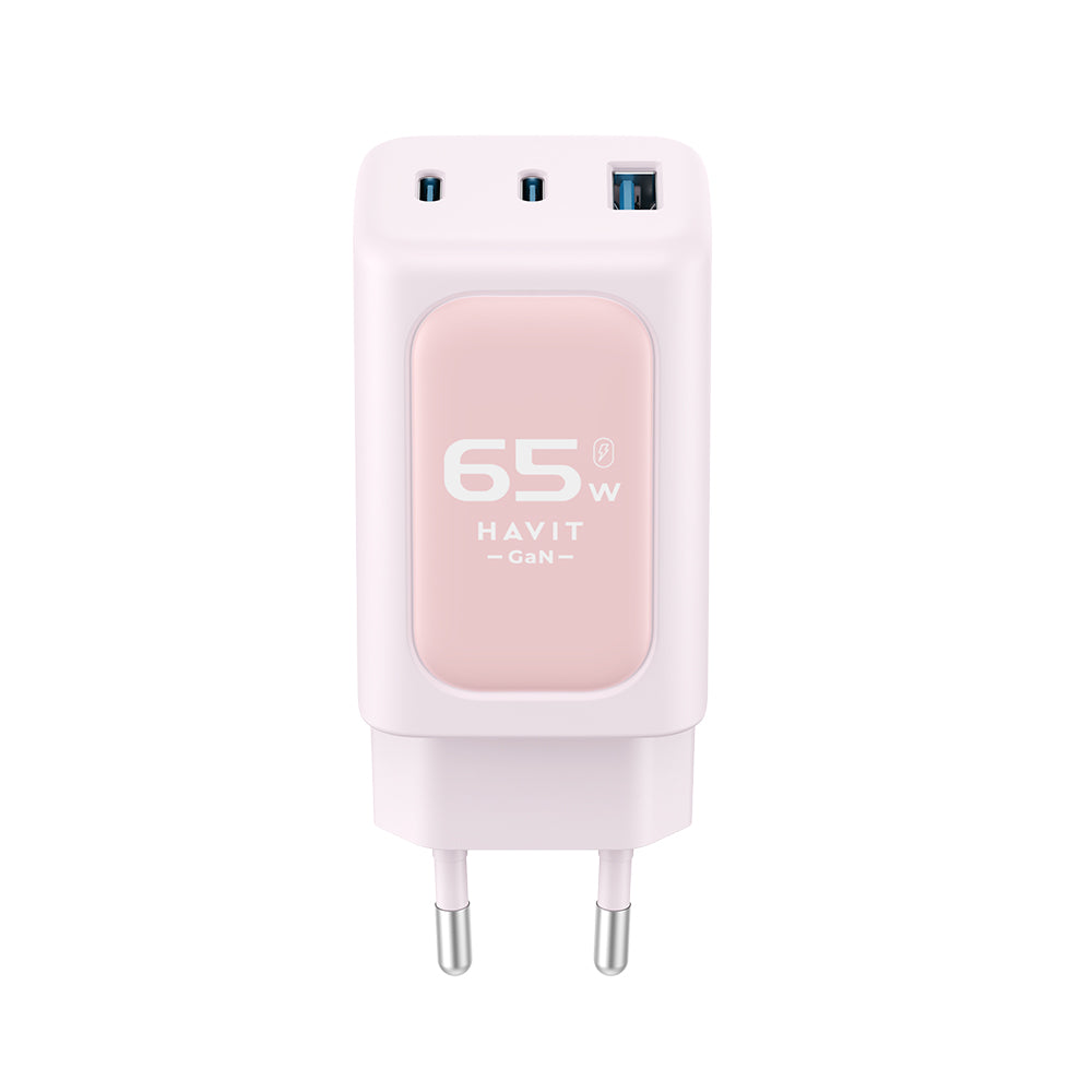 Havit - Wall Charger (UC260 EU) - 2x USB-C, USB, 65W - Pink