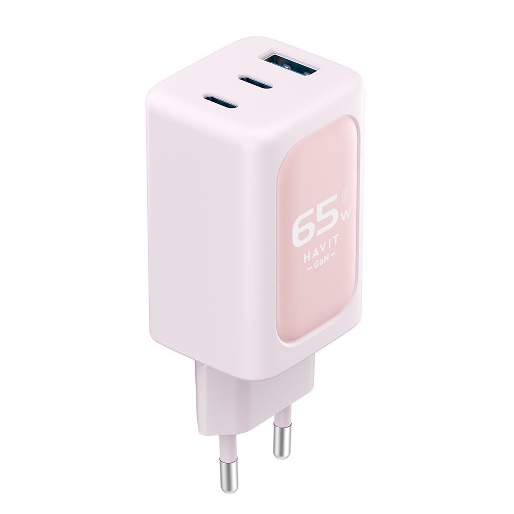 Havit - Wall Charger (UC260 EU) - 2x USB-C, USB, 65W - Pink
