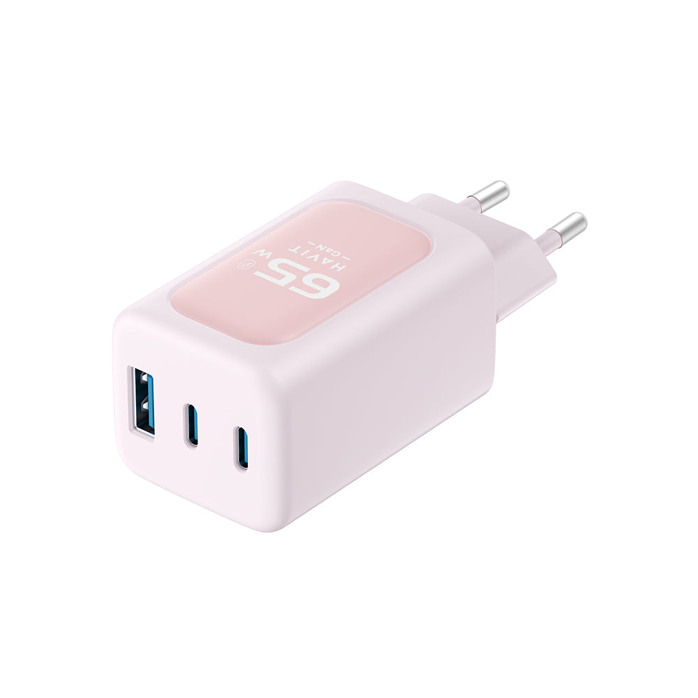 Havit - Wall Charger (UC260 EU) - 2x USB-C, USB, 65W - Pink
