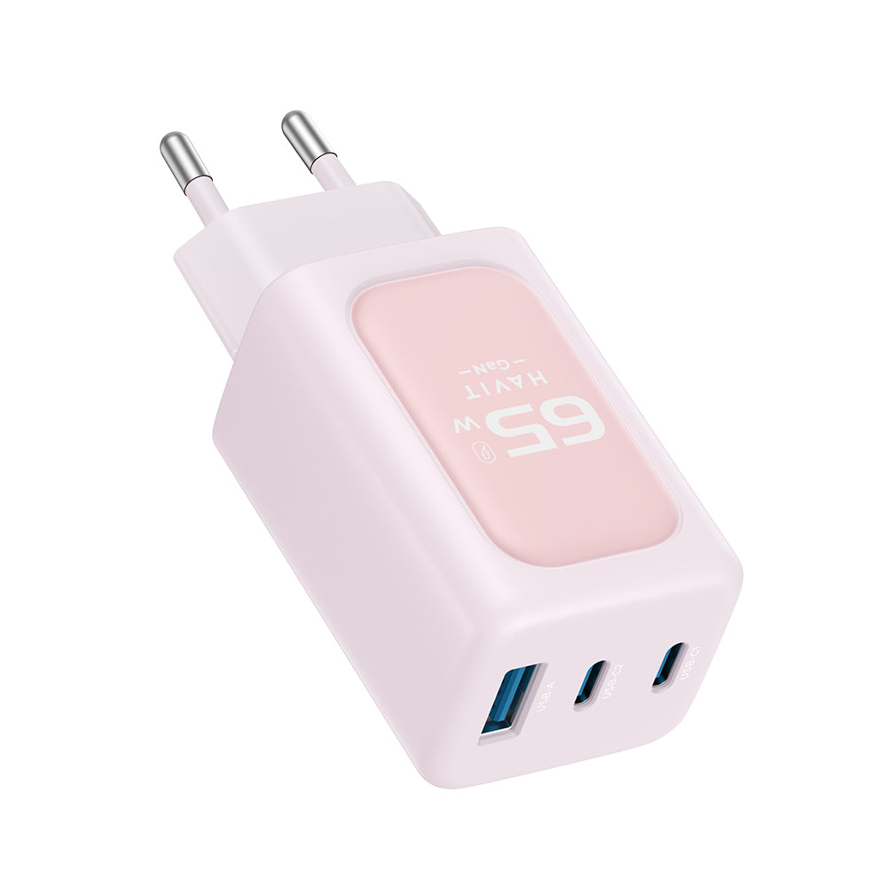 Havit - Wall Charger (UC260 EU) - 2x USB-C, USB, 65W - Pink