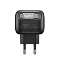 Havit - Wall Charger (UC251 EU) - Type-C Retractable Cable, Type-C, USB, GaN, 35W - Black / Gray