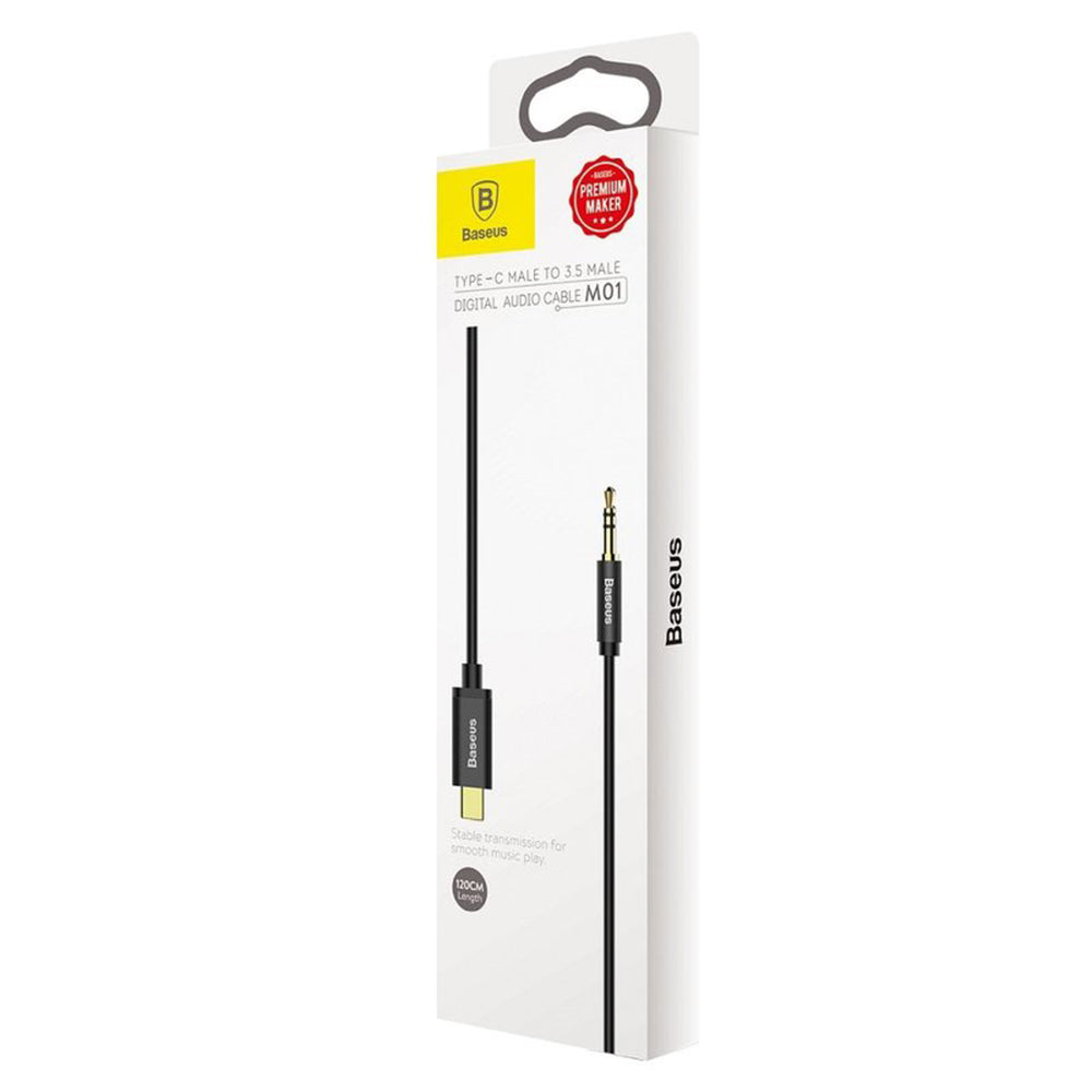 Baseus - Audio Cable Adapter M01 (CAM01-01) - USB-C to Jack 3.5mm, Digital Audio Transmission, Gold-plated Plug, 1.2m - 
