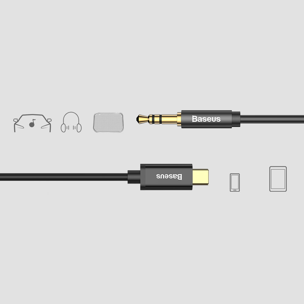 Baseus - Audio Cable Adapter M01 (CAM01-01) - USB-C to Jack 3.5mm, Digital Audio Transmission, Gold-plated Plug, 1.2m - 