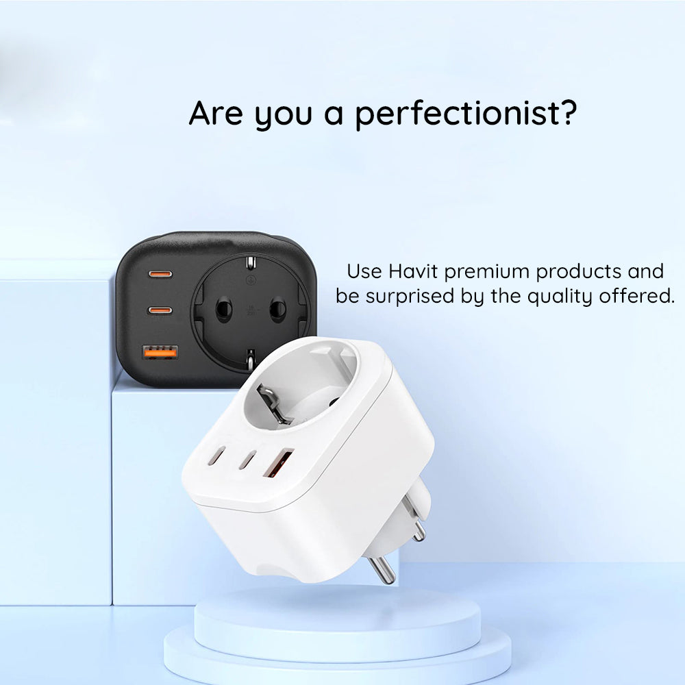 Havit - Wall Charger (UC142 EU) - EU Socket, 2x Type-C, USB, 30W - Black