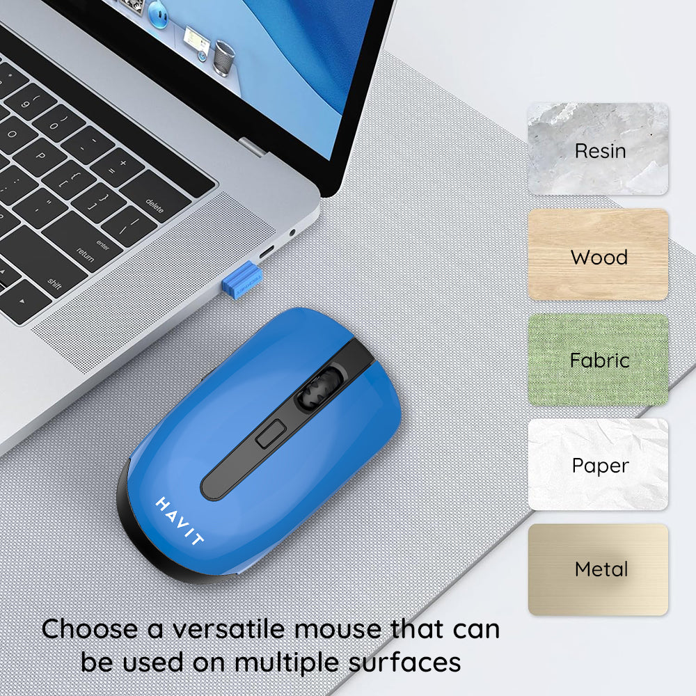 Havit - Wireless Mouse (MS989GT) - 2.4GHz, 800-1200-1600 DPI, AA Battery - Black / Red