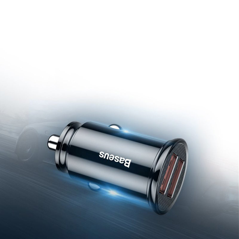 Baseus - Car Charger Circular (CCALL-YD01) - Dual USB 5A Super Fast Charging, QC 3.0 - Black