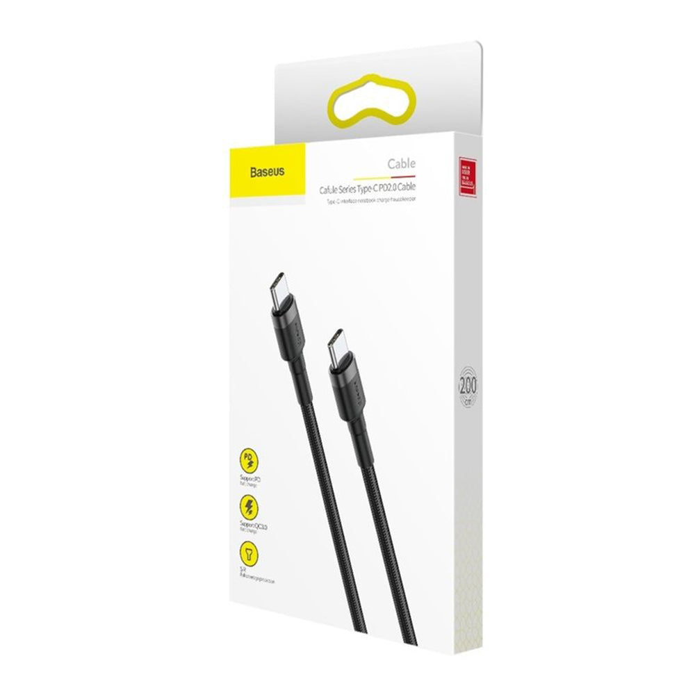 Baseus - Data Cable Cafule (CATKLF-GG1) - Type-C to Type-C 480Mbps, PD2.0, 60W, 3A, 1m - Black