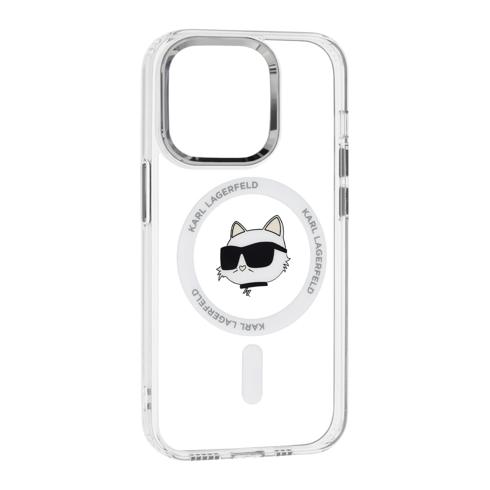 Karl Lagerfeld - IML MagSafe (KLHMP14LHLSCHH) - iPhone 14 Pro - White Metal Choupette`s Head