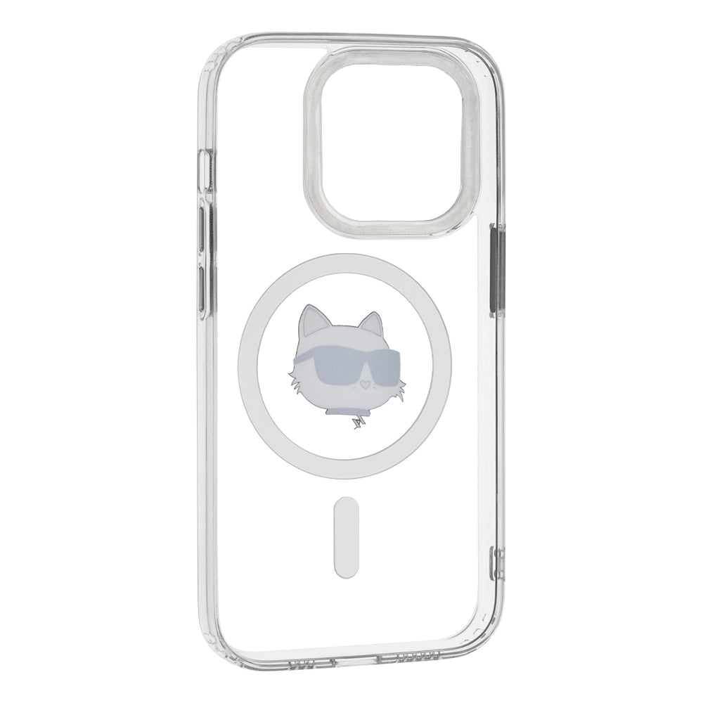 Karl Lagerfeld - IML MagSafe (KLHMP14LHLSCHH) - iPhone 14 Pro - White Metal Choupette`s Head