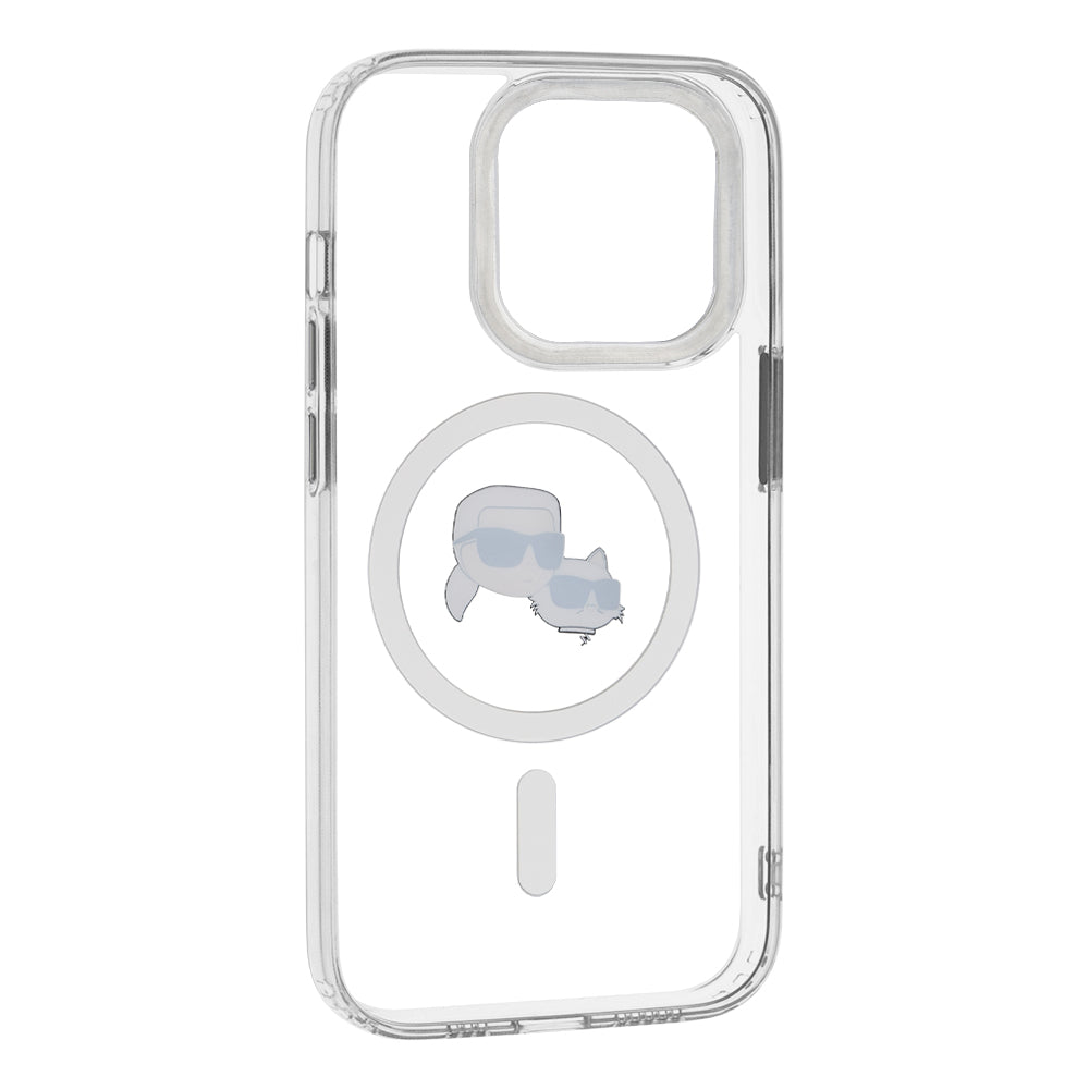Karl Lagerfeld - IML MagSafe (KLHMP14LHLSKCH) - iPhone 14 Pro - White Metal Karl&Choupette Head