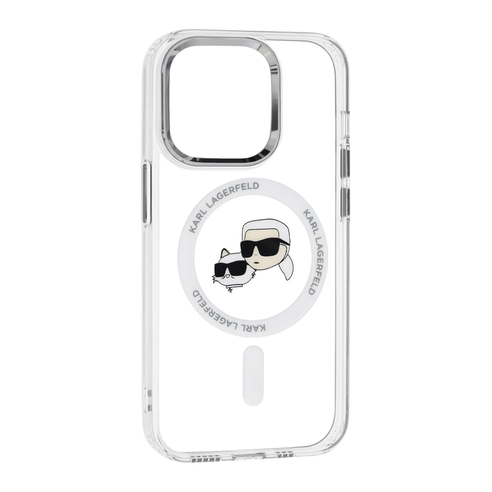 Karl Lagerfeld - IML MagSafe (KLHMP14LHLSKCH) - iPhone 14 Pro - White Metal Karl&Choupette Head