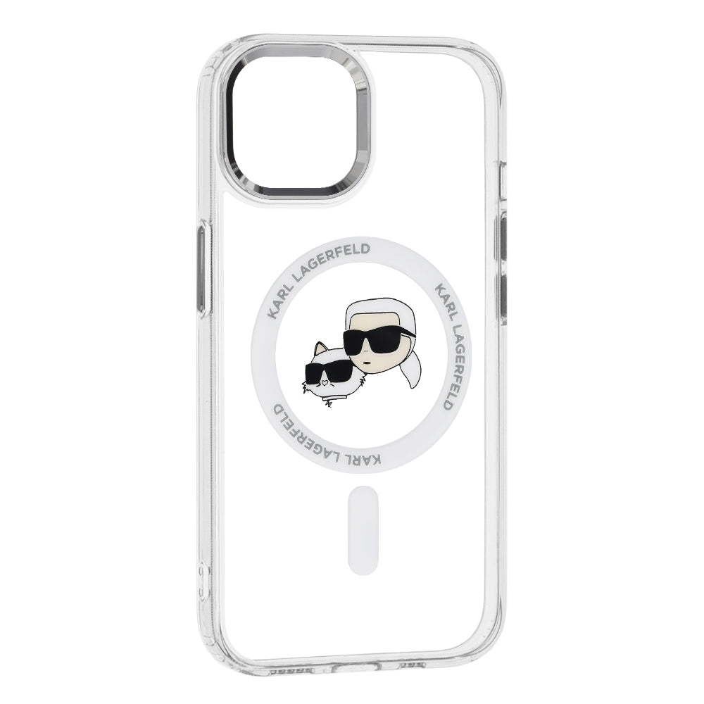 Karl Lagerfeld Husa de protectie Karl Lagerfeld IML MagSafe (KLHMP15SHLSKCH) compatibil cu iPhone 15, Alb Metal Karl&Cho