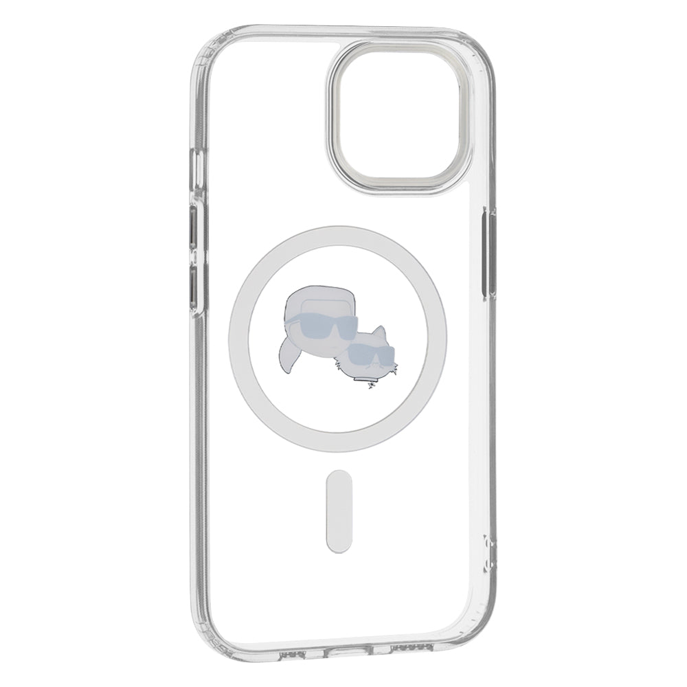 Karl Lagerfeld Husa de protectie Karl Lagerfeld IML MagSafe (KLHMP15SHLSKCH) compatibil cu iPhone 15, Alb Metal Karl&Cho