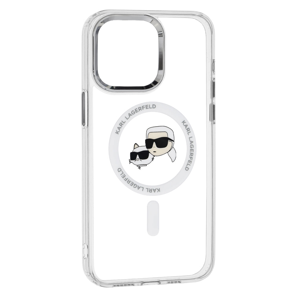 Karl Lagerfeld Husa de protectie Karl Lagerfeld IML MagSafe (KLHMP15XHLSKCH) compatibil cu iPhone 15 Pro Max, Alb Metal 